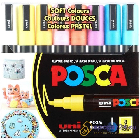 Markery z farbą plakatową Uni POSCA PC-3M 8 koloró Markery z farbą plakatową Uni POSCA PC-3M 8 koloró