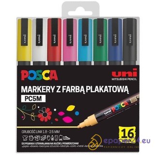Markery z farbą plakatową Uni POSCA PC-5M 16 kolor