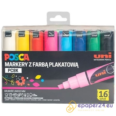 Markery z farbą plakatową Uni POSCA PC-8K 16 kolor Markery z farbą plakatową Uni POSCA PC-8K 16 kolor