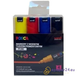 Markery z farbą plakatową Uni POSCA PC-8K 4 kolory