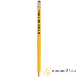 Ołówek drewniany z gumkš DONAU, HB, lakierowany, ż