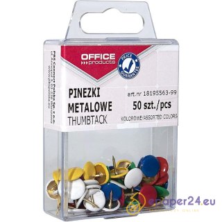Pinezki kolorowe OFFICE PRODUCTS, w pudełku, 50szt