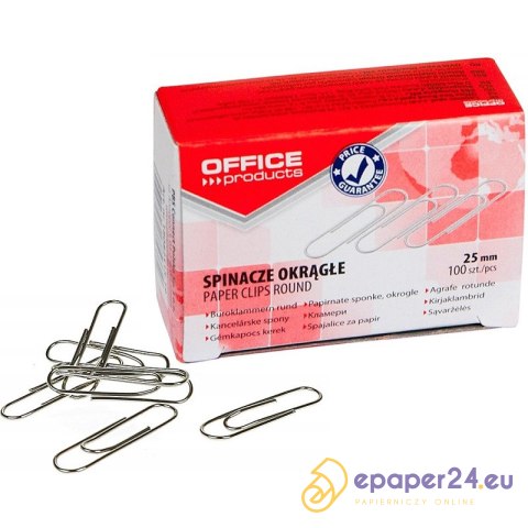 Spinacze okršgłe OFFICE PRODUCTS, 25mm, 100szt., s Spinacze okršgłe OFFICE PRODUCTS, 25mm, 100szt., s