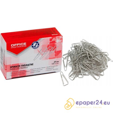 Spinacze trójkątne OFFICE PRODUCTS, 25mm, 100szt., Spinacze trójkątne OFFICE PRODUCTS, 25mm, 100szt.,