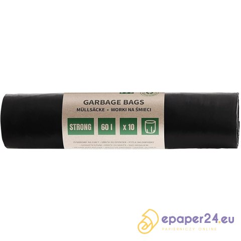Worki na śmieci DONAU ECO, mocne (LDPE), 60l, 10 s Worki na śmieci DONAU ECO, mocne (LDPE), 60l, 10 s