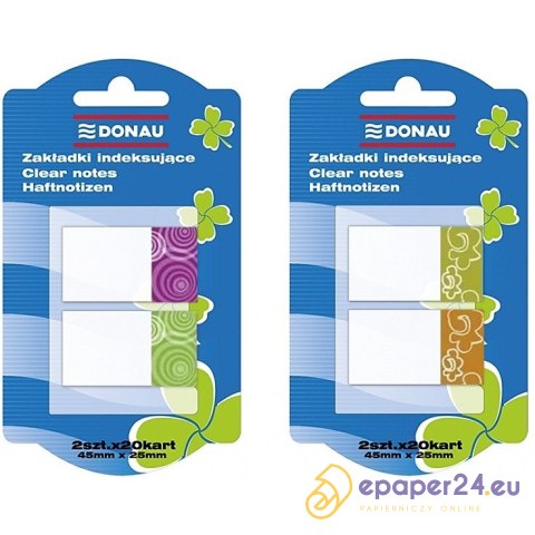 Zakładki indeksujšce DONAU, PP, 25x45mm, 2x20 kart Zakładki indeksujšce DONAU, PP, 25x45mm, 2x20 kart