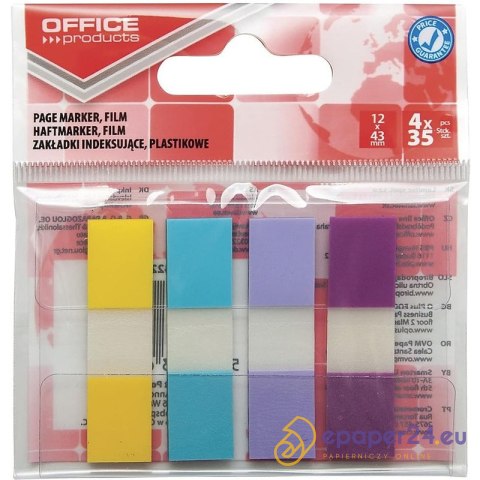 Zakładki indeksujšce OFFICE PRODUCTS, PP, 12x43mm, Zakładki indeksujšce OFFICE PRODUCTS, PP, 12x43mm,