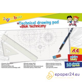 BLOK TECHNICZNY GIMBOO A4/10K BIAŁY