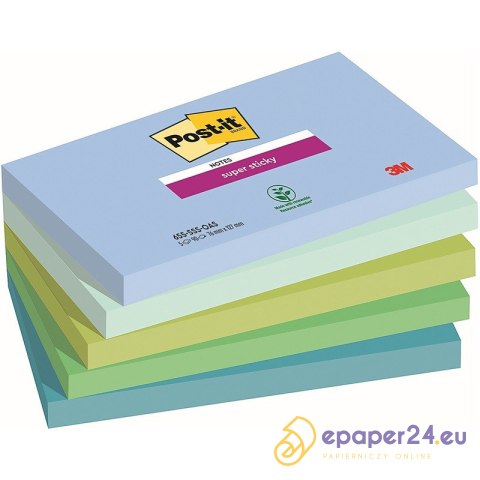 Karteczki Post-it Super Sticky 76x127mm (655-5SS-OAS) (5x90)