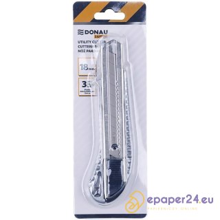 Nóż pakowy Donau Safety 18mm/100mm srebrny