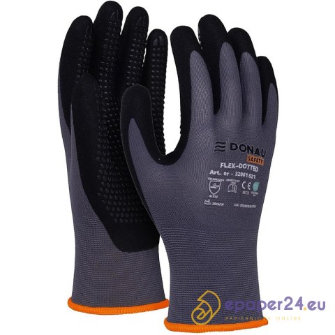 Rękawice Donau Safety Flex-Dotted rozm.9 szare Rękawice Donau Safety Flex-Dotted rozm.9 szare