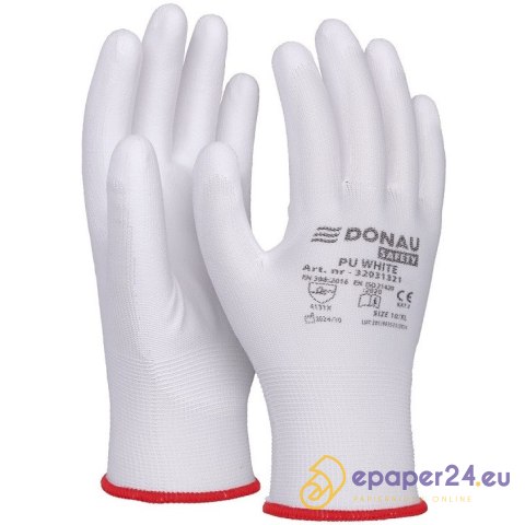 Rękawice Donau Safety PU White rozm.11 białe