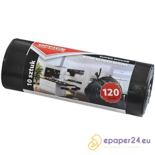 WORKI NA ŚMIECI DOMOWE OFFICE PRODUCTS, SUPER MOCNE (LDPE), 120L, 10SZT., CZARNE